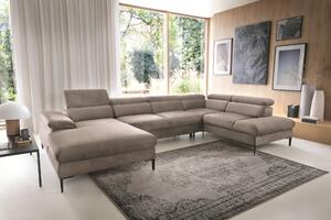 Masseno Narożnik MESTO z funkcją spania i pojemnikiem na pościel Narozniki U, Rozkładana sofa - Brązowy, VOGUE 04