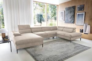 Masseno Narożnik MESTO z funkcją spania i pojemnikiem na pościel Narozniki U, Rozkładana sofa - Kremowy, VOGUE 01