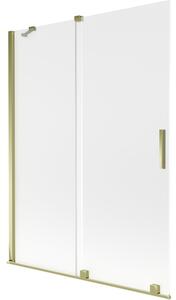 Mexen Velar parawan nawannowy 2-skrzydłowy rozsuwany 130 x 150 cm, szron, złoty - 896-130-000-31-50
