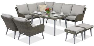 Meble ogrodowe Bilbao Comida 7 + 2 pufy Garden Point szare