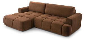 Masseno Narożnik VASTO z funkcją spania i pojemnikiem na pościel Narozniki L, Rozkładana sofa - Brązowy, VINCI 56