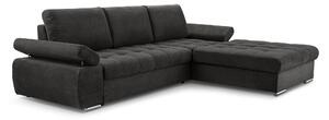 Masseno Narożnik SANDRO z funkcją spania i pojemnikiem na pościel Narozniki L, Rozkładana sofa - Czarny, ARAGON 99