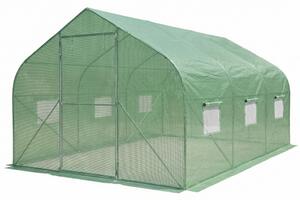 Tunel foliowy z metalowym stelażem 3x4,5m Garden Point zielony z 2 parami drzwi