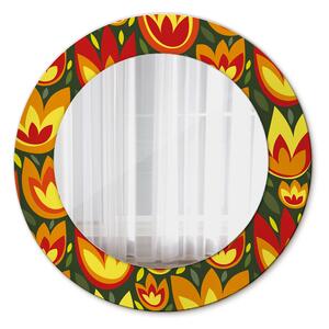 Tulipany retro Lustro dekoracyjne okrągłe