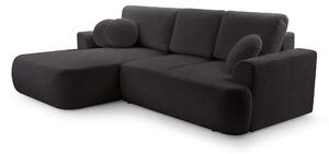 Masseno Narożnik FILO z funkcją spania i pojemnikiem na pościel Narozniki L, Rozkładana sofa - Czarny, CORAL 60