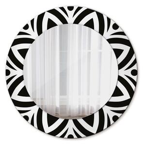 Lustro dekoracyjne okrągłe Czarny geometryczny ornament