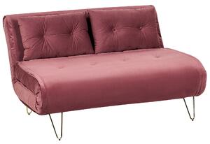 Komplet wypoczynkowy 3-osobowy welurowy różowy rozkładany z poduszkami Vestfold Beliani