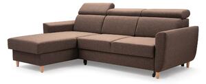 Masseno Narożnik SAPORE z funkcją spania i pojemnikiem na pościel Narozniki L, Rozkładana sofa - Brązowy, DENVER 11
