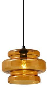 Retro Lampa Wisząca Czarna z Pomarańczowym Szkłem - Denise