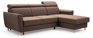 Masseno Narożnik SAPORE z funkcją spania i pojemnikiem na pościel Narozniki L, Rozkładana sofa - Brązowy, DENVER 11