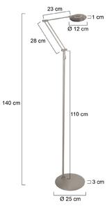 Steinhauer Lampa stojąca Zenith, możliwość ściemniania, aluminiowy / szary / cynkowy, salon / jadalnia, metal, nowoczesny