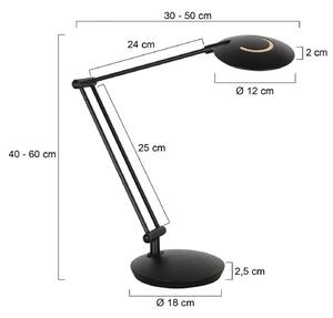 Steinhauer Lampa stołowa Zenith, możliwość ściemniania, czarny, biuro, metal, nowoczesny