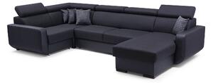 Masseno Narożnik PALAZZO z funkcją spania i pojemnikiem na pościel Narozniki U, Rozkładana sofa - Czarny, INARI 100+MADRYT 910