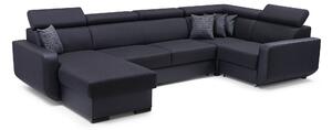 Masseno Narożnik PALAZZO z funkcją spania i pojemnikiem na pościel Narozniki U, Rozkładana sofa - Czarny, INARI 100+MADRYT 910