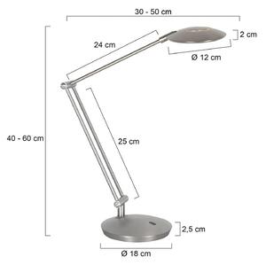 Steinhauer Lampa stołowa Zenith, możliwość ściemniania, aluminiowy / szary / cynkowy, biuro, metal, nowoczesny