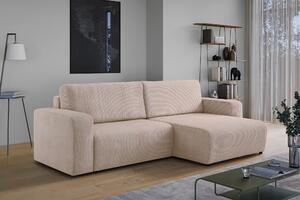 Narożnik Avia L z funkcją spania uniwersalny prawo/lewostronny - beżowy sztruks Anafi 22