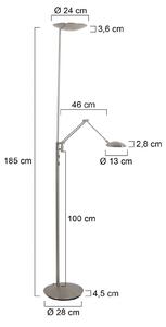Steinhauer Lampa stojąca Daphne, możliwość ściemniania, aluminiowy / szary / cynkowy, salon / jadalnia, metal, nowoczesny