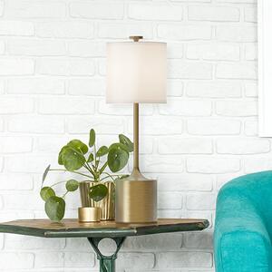 Elstead Lampa stołowa Issa, kremowy / amber, salon / jadalnia, aluminium, vintage