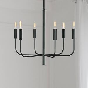 FEISS Żyrandol Brianna, możliwość ściemniania, czarny, salon / jadalnia, metal