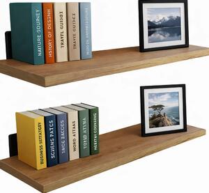 2 klasyczne półki ścienne dąb craft złoty 80 cm H5-N04