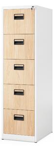 Metalowa szafa kartotekowa SARA V5, 460 x 1625.5 x 620 mm, Eco Design: biała/ dąb sonoma