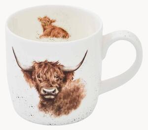 Ręcznie malowany kubek z porcelany kostnej Highland Cow