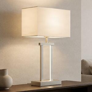 Lampa stołowa Sigurd Lindby, możliwość ściemniania, aluminiowy / szary / cynkowy, salon / jadalnia, tkanina / materiał / jedwab, nowoczesny