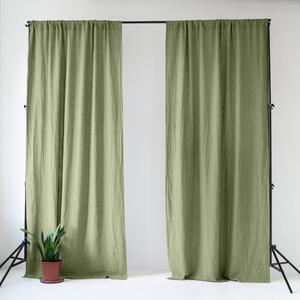 Jasnozielona lniana zasłona 140x170 cm Sage – Linen Tales