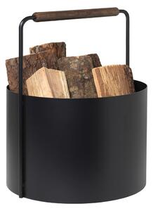 Czarny metalowy kosz na drewno Blomus Fireplace