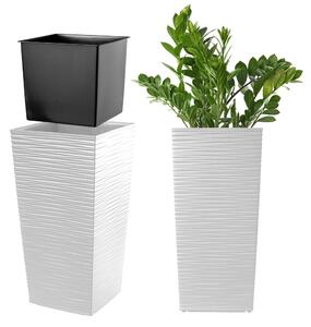 Donica na kwiaty z wkładem Tuluza dłuto 19 cm, biała