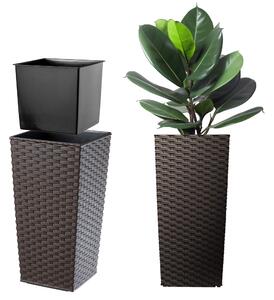 Donica na kwiaty z wkładem Pesaro rattan 35 cm, mokka