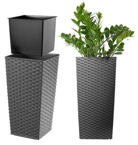 Donica z wkładem rattan Pesaro 25 cm, grafit
