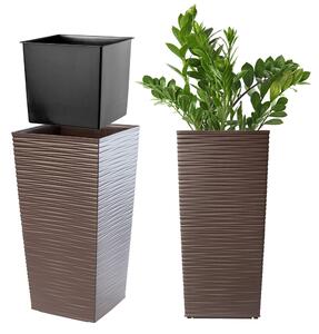 Donica na kwiaty z wkładem Tuluza dłuto 19 cm, mokka