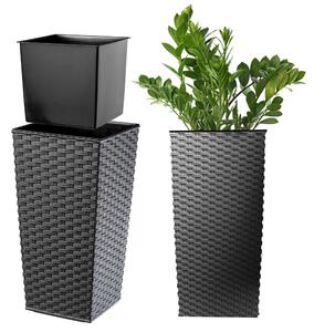 Donica z wkładem rattan Pesaro 19 cm, grafit