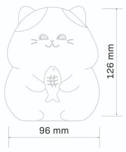 Lampa stołowa dziecięca biała kot z rybą LED 1W ciepła barwa światła + RGB akumulator przewód USB-C Gatto Polux
