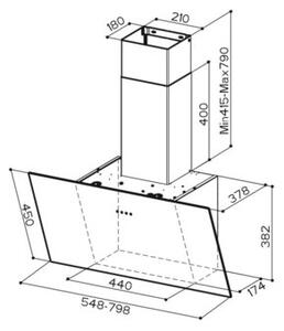Okap FABER Tweet EG8 BK 55 Czarne szkÅo 700m3/h 68dB klasa C