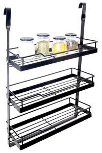 Półka kuchenna zawieszana na relingu metalowa czarna RADKA 32x11x46 cm