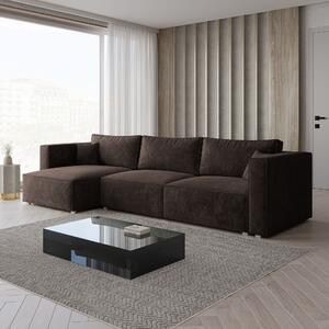 Masseno Narożnik TOLMO z funkcją spania i pojemnikiem na pościel Narozniki L, Rozkładana sofa - Brązowy, LUMO 40