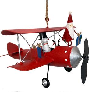 Wisząca dekoracja świąteczna Santa and Snowman on Airplane – G-Bork