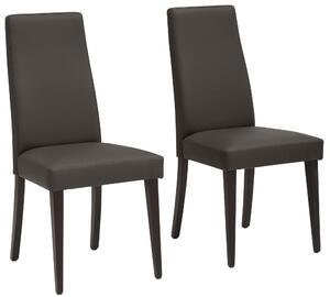 Klasyczne krzesła ze sztucznej skóry, ciemny brąz - 2 sztuki