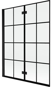 Mexen Mist parawan nawannowy 2-skrzydłowy lewy 130 x 150 cm, czarna kratka, czarny - 8A9-130-002-70-77-L