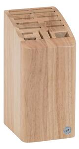 Stojak z drewna kauczukowego na 12 noży, tasak i nożyczki T&G Woodware Steel