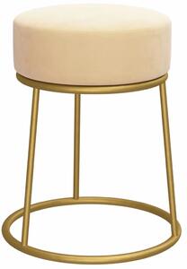 Welurowy kremowy okrągły taboret glamour L1-S67
