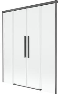 Mexen Rox parawan nawannowy 2-skrzydłowy rozsuwany 160 x 150 cm, transparent, gun gray szczotkowany - 8C9-160-002-66-00