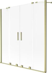 Mexen Velar Duo parawan nawannowy 2-skrzydłowy rozsuwany 160 x 150 cm, szron, złoty szczotkowany - 896-160-000-32-55