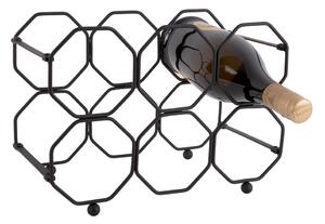 Czarny metalowy składany stojak na wino PT LIVING Honeycomb