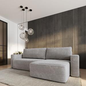 Masseno Narożnik TELIN z funkcją spania i pojemnikiem na pościel Narozniki L, Rozkładana sofa - Jasnoszary, TILIA 86