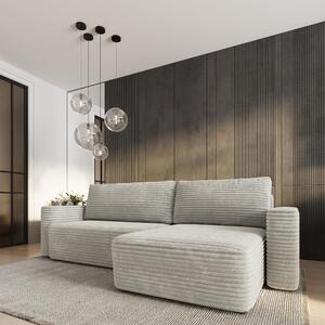 Masseno Narożnik TELIN z funkcją spania i pojemnikiem na pościel Narozniki L, Rozkładana sofa - Jasnoszary, TILIA 83