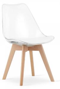 MebleMWM Krzesło transparentne 53E-7 biała poduszka, nogi drewniane