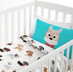 Pościel bawełniana dziecięca z poszewką na poduszkę Mr. Fox Dogs, 100x120 cm